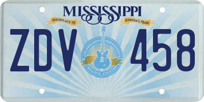 MS license plate ZDV458