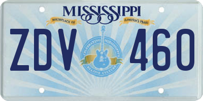 MS license plate ZDV460