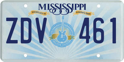MS license plate ZDV461
