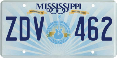MS license plate ZDV462
