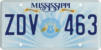 MS license plate ZDV463
