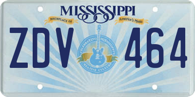 MS license plate ZDV464
