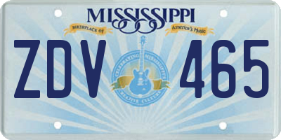 MS license plate ZDV465