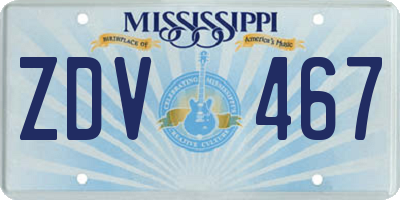 MS license plate ZDV467