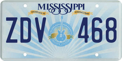 MS license plate ZDV468