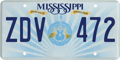 MS license plate ZDV472