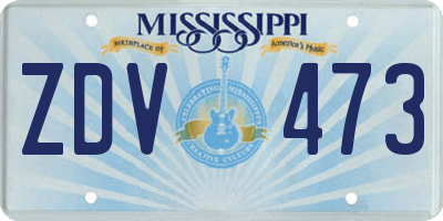 MS license plate ZDV473