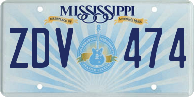 MS license plate ZDV474