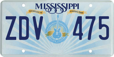 MS license plate ZDV475