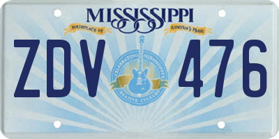 MS license plate ZDV476