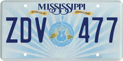 MS license plate ZDV477