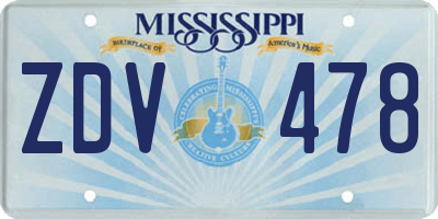 MS license plate ZDV478