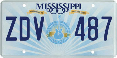 MS license plate ZDV487