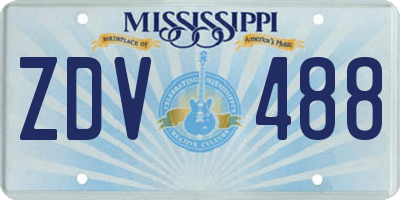 MS license plate ZDV488