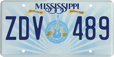 MS license plate ZDV489