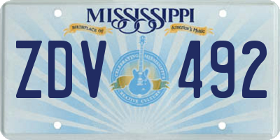 MS license plate ZDV492