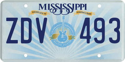 MS license plate ZDV493