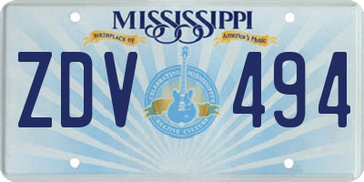 MS license plate ZDV494