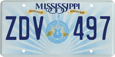 MS license plate ZDV497