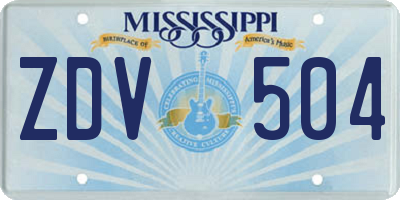 MS license plate ZDV504