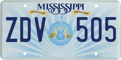 MS license plate ZDV505
