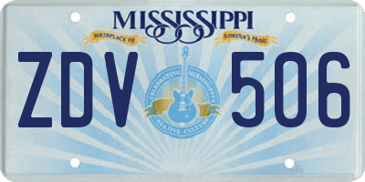 MS license plate ZDV506