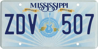 MS license plate ZDV507