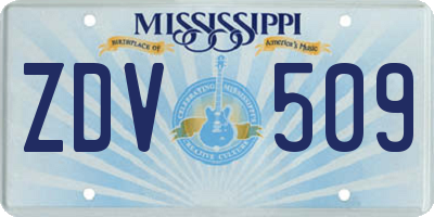 MS license plate ZDV509