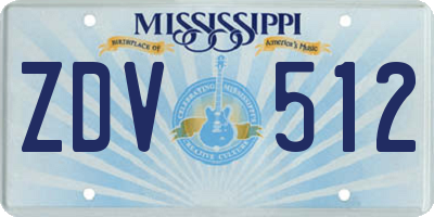 MS license plate ZDV512