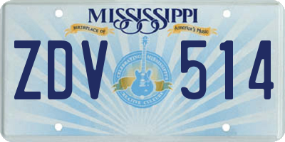 MS license plate ZDV514