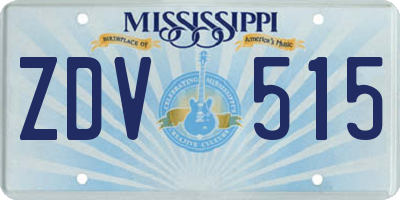 MS license plate ZDV515