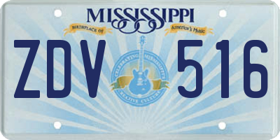 MS license plate ZDV516