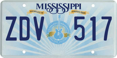 MS license plate ZDV517