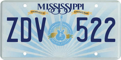 MS license plate ZDV522