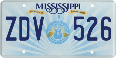 MS license plate ZDV526