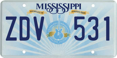 MS license plate ZDV531