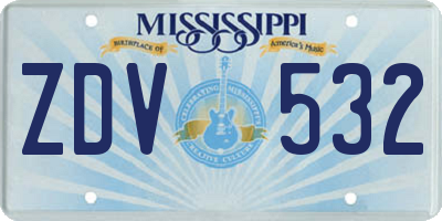 MS license plate ZDV532