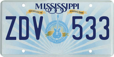 MS license plate ZDV533