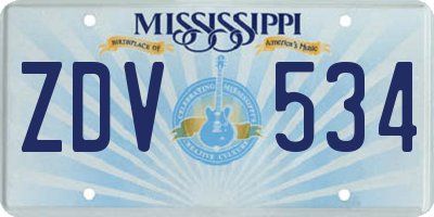 MS license plate ZDV534