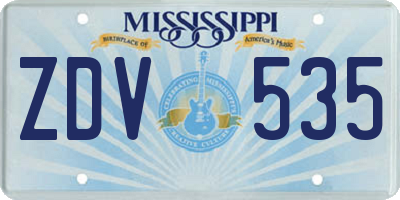 MS license plate ZDV535