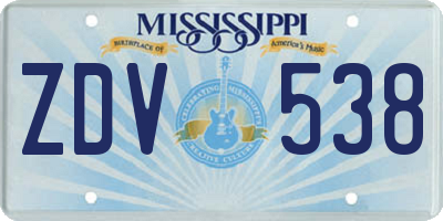 MS license plate ZDV538