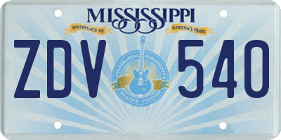 MS license plate ZDV540