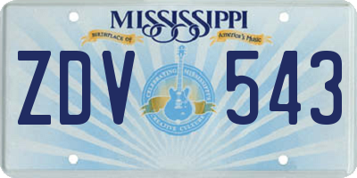 MS license plate ZDV543