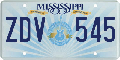 MS license plate ZDV545