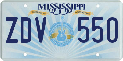 MS license plate ZDV550