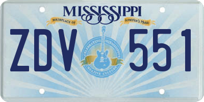 MS license plate ZDV551