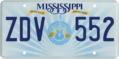 MS license plate ZDV552