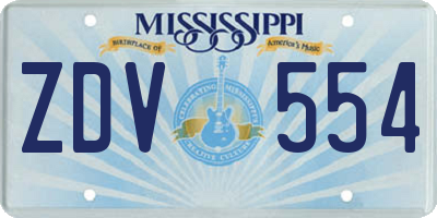 MS license plate ZDV554