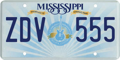 MS license plate ZDV555