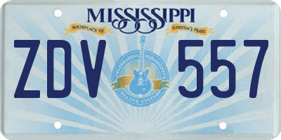 MS license plate ZDV557